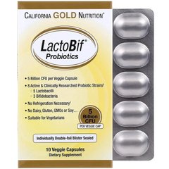 Пробіотики, LactoBif, California Gold Nutrition, 5 млрд КУО, 10 капсул