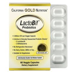 Пробіотики, LactoBif, California Gold Nutrition, 5 млрд КУО, 60 капсул