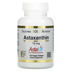 Астаксантин, Astaxanthin AstaLif, California Gold Nutrition, 12 мг, 120 вегетарианских капсул