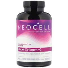 Супер Колаген, тип 1 і 3, Collagen + C, Neocell, 6000 мг, 250 таблеток