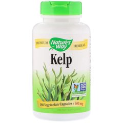 Келп, Kelp, бурые водоросли, Nature's Way, 600 мг, 180 веганских капсул