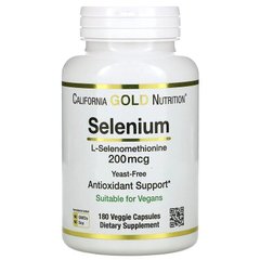 Селен, бездрожжевой, California Gold Nutrition,  200 мкг, 180 капсул