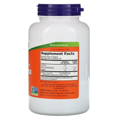 Сертифицированная органическая спирулина, Now Foods, 500 мг, 500 таблеток