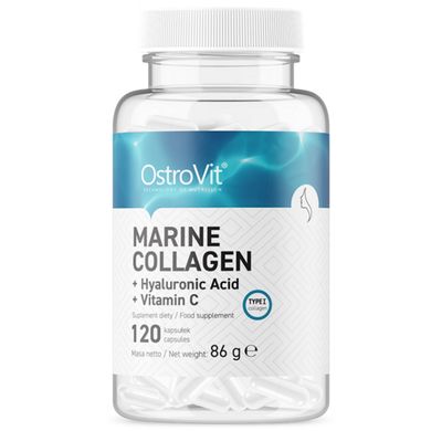 Коллаген морской, гиалуроновая кислота, витамин С, OstroVit, 120 капсул