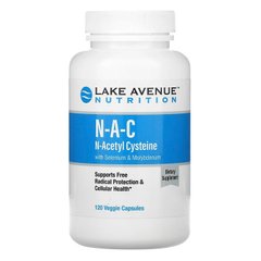 Ацетилцистеин с селеном и молибденом,NAC, Lake Avenue Nutrition, 600 мг, 120 капсул