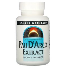 По д'арко, экстракт муравьиного дерева, Pau D`Arco, Source Naturals, 500 мг, 100 таблеток