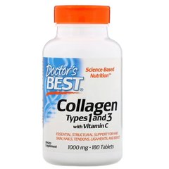 Колаген з вітаміном С, тип 1 і 3, Doctor's Best, 1000 мг, 180 таблеток