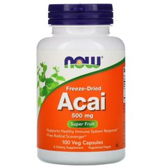 Асаї, Acai, Now Foods, 500 мг, 100 капсул