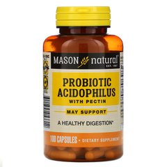 Пробіотик ацидофільний з пектином, Probiotic Acidophilus With Pectin, Mason Natural, 100 капсул