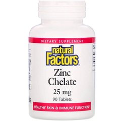 Хелатний цинк, Natural Factors, 25 мг, 90 таблеток