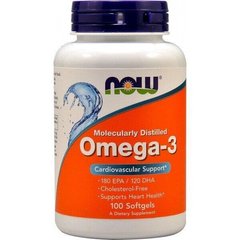 Омега-3, Поддержка сердечно-сосудистой системы, Now Foods, 1000 мг, 100 капсул