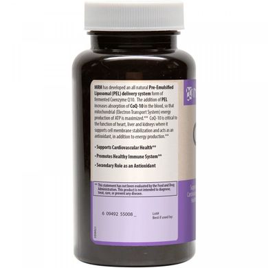 Коензим Q-10 з вітаміном Е, MRM, 100 мг, 60 желатинових капсул