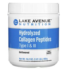 Колаген, гідролізовані пептиди, тип I і III, Lake Avenue Nutrition, 460 грам
