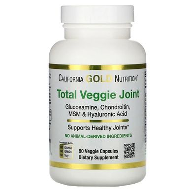 Вегетарианский глюкозамин, хондроитин, МСМ, гиалуроновая кислота, California Gold Nutrition, 90 растительных капсул