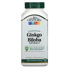 Гінкго білоба, екстракт, Ginkgo Biloba, 21st Century, 60 мг, 200 капсул