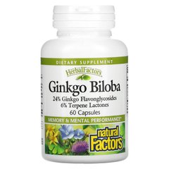 Гинкго билоба, Ginkgo Biloba, Natural Factors, 60 мг, 60 капсул
