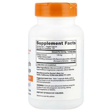 Гінкго Білоба, Ginkgo Biloba, Doctor's Best, 120 мг, 120 капсул