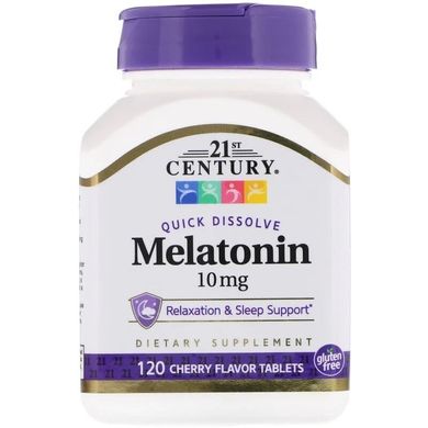 Мелатонін, вишневий смак, 21st Century, 10 мг, 120 таблеток