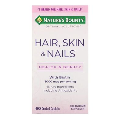 Вітаміни для волосся, шкіри та нігтів, Hair, Skin & Nails, Nature's Bounty, 60 таблеток