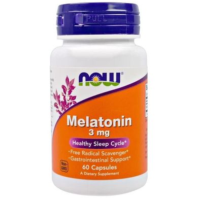 Мелатонін, Melatonin, Now Foods, 3 мг, 60 капсул