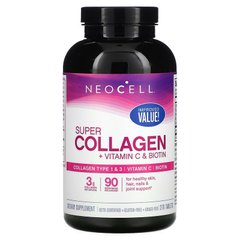 Коллаген + витамин С и биотин, Collagen, + Vitamin C & Biotin, NeoCell, супер, 270 таблеток