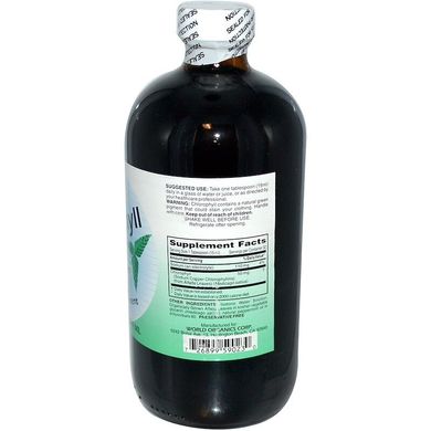 Жидкий хлорофилл, натуральная мята, World Organic, 50 мг, 474 мл