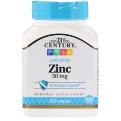 Цинк хелатный, Zinc, 21st Century, 50 мг, 110 таблеток