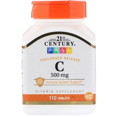 Витамин C, замедленное высвобождение, 21st Century, 500 мг, 110 таблеток