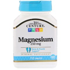 Магний, Magnesium, 21st Century, 250 мг, 110 таблеток