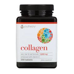 Колаген тип 1 і 3 з вітаміном С, Skin, hair & nail formula, Youtheory, 290 таблеток