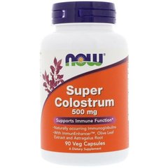 Супер колострум, Super Colostrum, Now Foods, 500 мг, 90 капсул