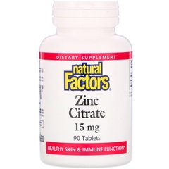 Цитрат цинка, Natural Factors, 15 мг, 90 таблеток