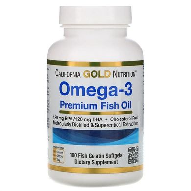 Премиум рыбий жир, Омега-3, California Gold Nutrition, 100 капсул