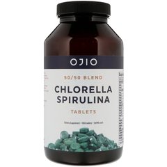 Спирулина и хлорелла,смесь 50/50, Ojio, 250 мг, 1000 таблеток