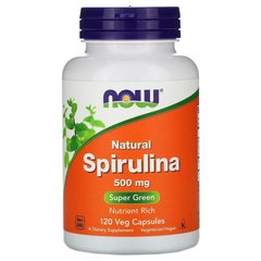 Спирулина натуральная, Now Foods, 500 мг, 120 растительных капсул