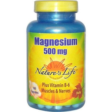 Магній плюс В-6, Nature's Life, 500 мг, 100 капсул