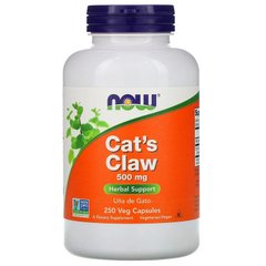 Кошачий коготь, Cat's Claw, Now Foods, 500 мг, 250 капсул
