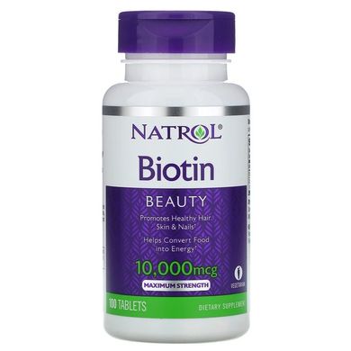 Биотин, Biotin, Natrol, 10 000 мкг, 100 таблеток