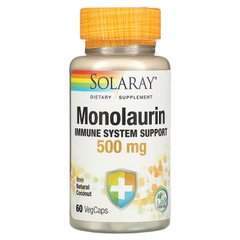 Монолаурин, Monolaurin, Solaray, 500 мг, 60 капсул