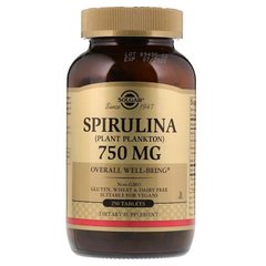 Спіруліна, Solgar, 750 мг, 250 таблеток