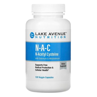 Ацетилцистеїн з селеном і молібденом, NAC, Lake Avenue Nutrition, 600 мг, 120 капсул