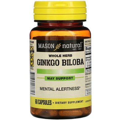 Гінкго білоба, Mason Vitamins, 120 мг, 60 капсул
