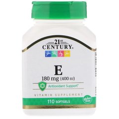 Витамин Е, 21st Century, 180 мг, 110 капсул