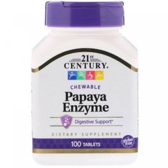 Ферменты папайи, Papaya Enzyme, 21st Century, 100 таблеток