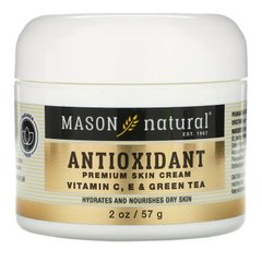 Антиоксидантный крем премиум-класса, витамин C, E и зеленый чай, Mason Natural, 57 грамм