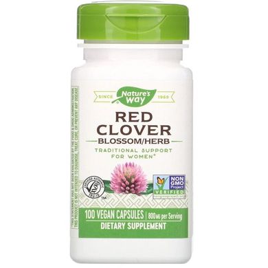 Красный клевер, Red Clover, Nature's Way, трава и цветы, 400 мг, 100 капсул