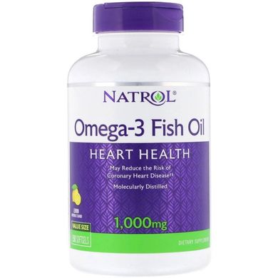 Риб'ячий жир, Омега-3, Fish Oil, лимонний смак, Natrol, 1000 мг, 150 капсул