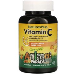 Витамин C для детей, вкус натурального апельсинового сока, Nature's Plus, Source of Life, Animal Parade, 90 таблеток