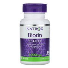 Биотин, Biotin, Natrol, 1 000 мкг, 100 таблеток