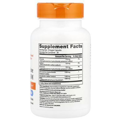 Глюкозамін, хондроїтин з OptiMSM, Glucosamine Chondroitin MSM, Doctor's Best, 120 вегетаріанських капсул